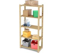 Lenmar Serie B Estantería de madera de pino, madera de pino beige claro, B-27, 170 x 60 x 40 cm, 5 estantes, estantería de madera, estantería de pie, estantería de pared, estantería con 5 estantes,