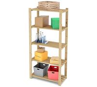 Lenmar Serie B Estantería de madera de pino, madera de pino beige claro, B-29, 170 x 100 x 40 cm, 5 estantes, estantería de madera, estantería de pie, estantería de pared, estantería de 5 estantes,