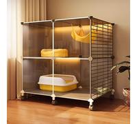 LENNOSIL Jaula para Gatos, Jaula Grande para Gatos, Perrera para Gatos, con Ruedas, 2 Puertas, Jaula para Gatos, Jaula Plegable para Interiores y Exteriores