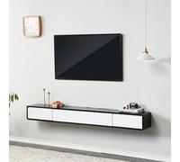 LENNOSIL Mueble TV Suspendido, Estante de Pared Debajo de La TV, Consola Multimedia con 1 Puerta, Estante de Entretenimiento para Sala de Estar, Dormitorio(Black,200cm)