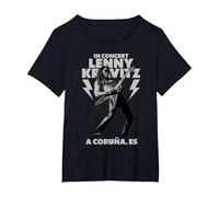 Lenny Kravitz Blue Electric Light Tour 2025 A Coruna Camiseta, Mujer Tallas Grandes, Negro, 1XL Grande