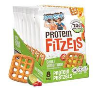 Lenny & Larry's FITZELS - Pretzels de proteína (Chilli Lime Time) 8 bolsas individuales de 3 onzas cada una, aperitivos ricos en proteínas con 20 g de proteína vegetal, pretzels keto kosher veganos