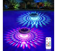 LENONE Luces flotantes para piscina con control remoto, 6.5 pulgadas RGB que cambian de color, luces solares para piscina que flotan con 9 iluminación dinámica, IP68 impermeable, luz solar flotante