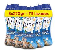 Lenor Perlas De Perfume para la Ropa, 111 Lavados (5 x 270g), Brisa Marina Y Jazmín, Edición Limitada Costa Mediterránea, Frescor Ininterrumpido Hasta 12 Semanas