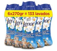 Lenor Perlas De Perfume para la Ropa, 133 Lavados (6 x 270g), Brisa Marina Y Jazmín, Edición Limitada Costa Mediterránea, Frescor Ininterrumpido Hasta 12 Semanas