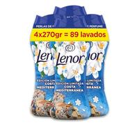 Lenor Perlas De Perfume para la Ropa, 89 Lavados (4 x 270g), Brisa Marina Y Jazmín, Edición Limitada Costa Mediterránea, Frescor Ininterrumpido Hasta 12 Semanas