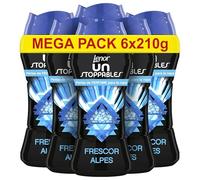 LENOR Unstoppables Perlas Lavadora Perfumadas, 93 Lavados (6 x 210g), Suavizante Para Ropa, Potenciador de Frescor, Fragancia Alpes, Floral