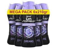 Lenor Unstoppables Perlas Suavizante Perfumadas, 93 Lavados (6 x 210g), Para Ropa con Fragancia Sensaciones, Potenciador de Frescor, Fragancia Dreams