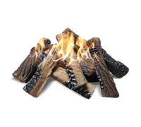Leños de Chimenea de Gas, ATR Juego de 10 Piezas de Troncos de Chimenea de imitación de cerámica Grandes para hogueras de Interior y, Electricidad, decoración de chimeneas Madera Artificial