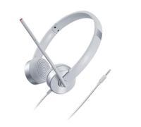 Lenovo 100 - Auriculares analógicos estéreo (Aislamiento de Ruido, Micrófono de 180 Grados, Diseñado para VOIP, Banda Ajustable y Brazo Extensible) - Gris Nube