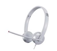 Lenovo 100 - Auriculares analógicos estéreo (Aislamiento de Ruido, Micrófono de 180 Grados, Diseñado para VOIP, Banda Ajustable y Brazo Extensible) - Gris Nube