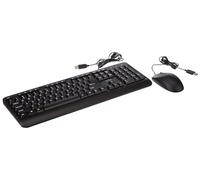 Lenovo 160 Combo de teclado y ratón con cable | Exoesqueleto impermeable | Teclas a prueba de salpicaduras | Ratón de tamaño completo de 1600 DPI | Rueda de desplazamiento antideslizante | Soporte