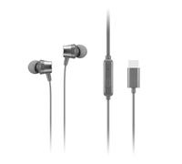 Auriculares Lenovo 300 GXD1J77353 con cable USB Tipo-C para llamadas y música, intraaurales, gris