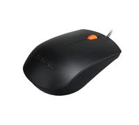Lenovo 300 USB Mouse, ratón con Cable USB, Sensor Óptico de 1600 dpi, diseño ambidiestro y ergonómico - Negro