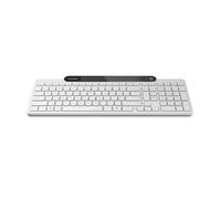 Lenovo 800 Teclado Bluetooth con Autocarga, se Recarga con la luz Ambiental, conexión para hasta 3 Dispositivos, Teclas silenciosas y diseño ecológico de plástico Reciclado - Blanca