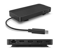 Lenovo Base de Viaje USB-C de Doble Pantalla, 7 Puertos, Puertos HDMI y DP compatibles con Pantallas duales a 4K, hasta 100 W PD Pass Through, Cable USB-C Integrado, Negro