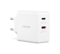 Lenovo Cargador Dual USB-C 65 W GAN (Compatible con PC y Otros Dispositivos, 2 Puertos USB-C, Portátil, Ligero) Incluye Cable Tipo C de 1.5 m - Blanco