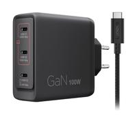 Lenovo Cargador Multi-Puerto USB-C 100W GAN, Cargador con 3 Puertos USB-C y Salida de hasta 100W o 65W+20W+10W, para portátiles y Dispositivos móviles