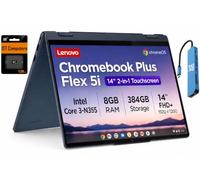 Lenovo Chromebook Plus Flex 5i, laptop 2 en 1 de 14 pulgadas, Intel i3 N355 | Almacenamiento de 384 GB (tarjeta SD de 128 GB + 256 GB), pantalla táctil FHD+, hogar, estudiantes, cámara web