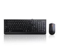 Lenovo Combo 300 USB - Teclado y Ratón (Ratón Ergonómico, Ambidiestro, 1600 PPP, Teclado QWERTY Español, Exterior a Prueba de Agua, Tipo Isla, Conexión USB) Negro