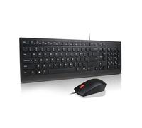 Lenovo Combo Teclado + ratón con Cable Essential - USB, diseño Compacto con Teclado, ratón ergonómico 1600 dpi, diseño antisalpicaduras, botón Copilot - Negro