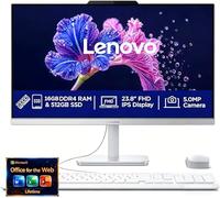Lenovo Computadora de escritorio todo en uno FHD de 24 pulgadas - 32 GB de RAM - SSD de 1 TB - CPU Intel 13th 8 Cores i3 (Beat 11th i5) - Teclado y mouse - Windows 11 - Lifetime Office 365 para la web