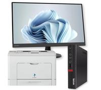 Lenovo Estación de oficina completa Thinkcentre | Core i5-8500 hasta 3,50 GHz | RAM 32 GB | SSD NVMe 1000 GB WiFi | Monitor 27" FHD con impresora láser BN | Win 11 Pro Garantía 36 meses (Renewed)