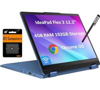 Lenovo Flex 3 3i Chromebook 2 en 1 (pantalla táctil FHD+ de 12.2 pulgadas, Intel N100, RAM DDR5 de 4 GB, 192 GB (eMMC de 64 GB + tarjeta SD de 128 GB), laptop para estudiantes y educación, cámara web,