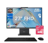 Lenovo IdeaCentre Business All-in-One 2025, pantalla táctil FHD de 27 pulgadas 100Hz, AMD Ryzen 5 7535HS, 32GB DDR5 RAM, 2TB SSD, cámara web, KB y mouse inalámbricos, Windows 11 Home, paquete con SSD