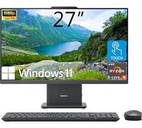 Lenovo IdeaCentre - Computadora de escritorio todo en uno, pantalla táctil FHD de 27 pulgadas, AMD Ryzen 5 8645HS de 6 núcleos, DDR5 de 16 GB, SSD de 512 GB, Wi-Fi 6, entrada y salida HDMI, base de