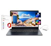 Lenovo IdeaPad 1 Laptop FHD de 15.6 pulgadas, con Microsoft Office 2024 gratis, AMD Ryzen 3 7320U, 4 GB de RAM, 128 GB SSD, Windows 11 Pro, azul abismo, Wi-Fi 6, con tarjeta SD de 128 GB y estación de