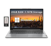 Lenovo IdeaPad 1 Laptop HD de 15.6 pulgadas, Intel Pentium Silver N6000, 20 GB de RAM, 1.16 TB de almacenamiento (1 TB SSD + 160 GB de estación de acoplamiento), gráficos Intel UHD, Num Pad, cámara