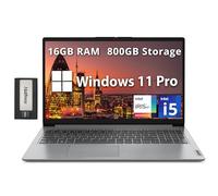 Lenovo IdeaPad 1i - Laptop empresarial FHD de 15.6 pulgadas, Intel i5-1235U, 16 GB de RAM, 800 GB de almacenamiento (SSD de 512 GB + juego de estación de acoplamiento de 288 GB), gráficos Intel Iris