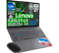 Lenovo IDEAPAD Ordenador Intel i5-13420H 10 Corazones 4.9Ghz, RAM 24GB DDR5, SSD 756GB, 15,6 FULLHD, WiFi6E, Huella Digital, So francés Pro, ya configurado, Teclado retroiluminado AZERTY, Mouse