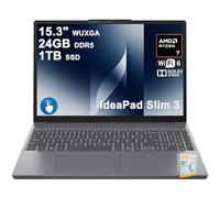 Lenovo IdeaPad Slim 3 - Laptop empresarial | Pantalla táctil antirreflejos WUXGA IPS de 15.3 pulgadas | AMD 8 núcleos Ryzen 7 170 | 24GB DDR5 1TB SSD | Cámara de privacidad tipo C, batería de larga