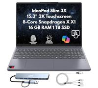 Lenovo IdeaPad Slim 3X Home Student Business Laptop 2025, 15.3 pulgadas 2K (1920 x 1200) pantalla táctil, 8-Core Snapdragon X X1-26-100, 16GB LPDDR5x RAM, 1TB SSD, FPReader, Wi-Fi 7, cámara web