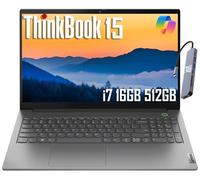 Lenovo Laptop empresarial ThinkBook 15 Gen 4 (15.6 pulgadas FHD, 12ª generación Intel 10-Core i7-1255U, 16GB RAM, 512GB SSD), cámara web 1080p, huella dactilar, tarjeta SD IST, Wi-Fi 6, Ethernet, Win