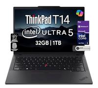 Lenovo Laptop empresarial ThinkPad T14 Gen 5 (14 pulgadas FHD+ IPS, Intel Ultra 5 125U, 32GB DDR5 RAM, 1TB SSD), cámara web HD de 5 MP, 2 Thunderbolt 4, Wi-Fi 6E AI PC, Win 11 Pro, 3 años de peso