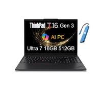 Lenovo Laptop empresarial ThinkPad T16 Gen 3 (16 pulgadas FHD+, Intel Core Ultra 7 155U (>i7-13700H), 16GB RAM, 512GB SSD), cámara web de 5 MP, retroiluminada, huella dactilar, RJ-45, Wi-Fi 6E, IST