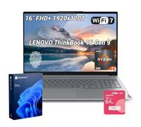 Lenovo Laptop ThinkBook 16 Gen 9 con AMD Ryzen 7 250, 32 GB de RAM + SSD de | 16 pulgadas FHD+ IPS, Wi-Fi 7, HDMI, lector de huellas dactilares, RJ 45, lector de tarjetas SD, cámara IR, Win 11 Pro