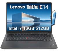 Lenovo Laptop ThinkPad E14 Business (14 pulgadas FHD+ antirreflejos, Intel 10-Core i7-1355U, 16GB RAM, 512GB SSD), teclado retroiluminado, huellas dactilares, carga rápida, cámara web RGB de 1080p