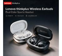 Lenovo LP75 auriculares inalámbricos deportivos con micrófonos, Control de botones, pantalla de alimentación LED, sonido estéreo de alta fidelidad auriculares Bluetooth 5,3 TWS BLANCO