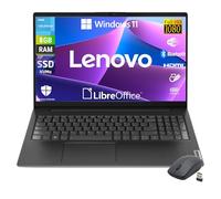 Lenovo, Ordenador portátil con pantalla de 15,6 pulgadas Full HD, Intel N4500 2 Core hasta 2,8 GHz, RAM 8 GB DDR4, 256 GB SSD NVMe, Win 11 Pro, listo para usar con libre Office + ratón