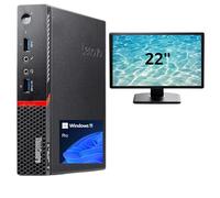 Lenovo - PC M700 | Intel Core i5 6ª Gen | 8GB RAM | 256GB SSD | Monitor 23" | Windows 11 Pro | Rápido y silencios| Listo para Usar (Reacondicionado) (23, Pulgadas, Negra, 256, GB, 8, GB)