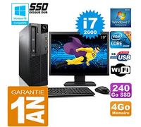 Lenovo PC M92p SFF Core I7-2600 - Ordenador de sobremesa (procesador Intel Core i7-2600, memoria RAM de 4 GB, disco SSD de 240 GB, Wi-Fi, W7, pantalla de 19")