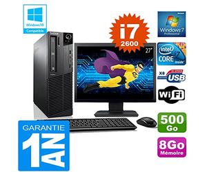 Lenovo PC M92p SFF Core I7-2600 - Ordenador de sobremesa (procesador Intel Core i7-2600, memoria RAM de 8 GB, disco de 500 GB, wifi, pantalla de 27")