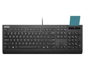 Lenovo Smartcard Wired Keyboard II - Teclado - Formato Completo - Diseño 3 Zonas - USB - QWERTZ - Alemán - Negro - Caja marrón - Cru