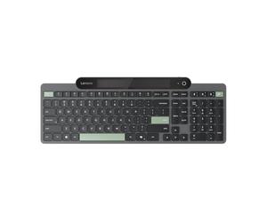 Lenovo Teclado Bluetooth 800 Auto-Cargador, Utiliza luz Ambiental para la Carga, Bluetooth 5.1, soporta 3 Dispositivos, sin batería, inalámbrico, Gris