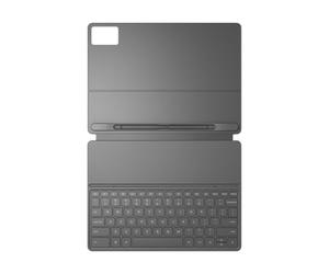 Lenovo Teclado Folio para Idea Tab Plus, funda magnética para teclado para tablet con conexión Pogo Pin y soporte para bolígrafo integrado, funda delgada y ligera de piel sintética, color gris luna