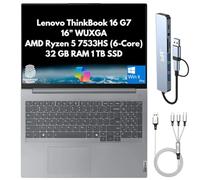Lenovo ThinkBook 16 G7 Business Laptop 2025 pulgadas WUXGA, AMD Ryzen 5 7533HS (6 núcleos), 32 GB DDR5 RAM, 1 TB PCIe SSD, Wi-Fi 6, Bluetooth, RJ-45, cámara web, lector de huellas dactilares, Copilot